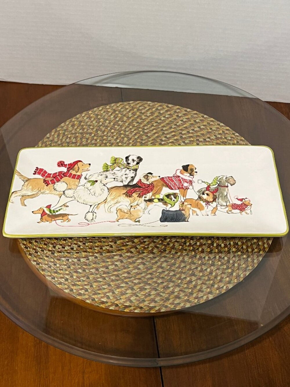 Pier 1 Imports "Park Avenue Puppies" Rectangular Treat Tray/Platter NWT